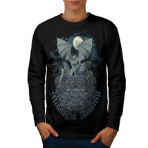 Wellcoda Midnight Demon Mens Long Sleeve T-shirt, Gargoyle Graphic Design - £17.90 GBP