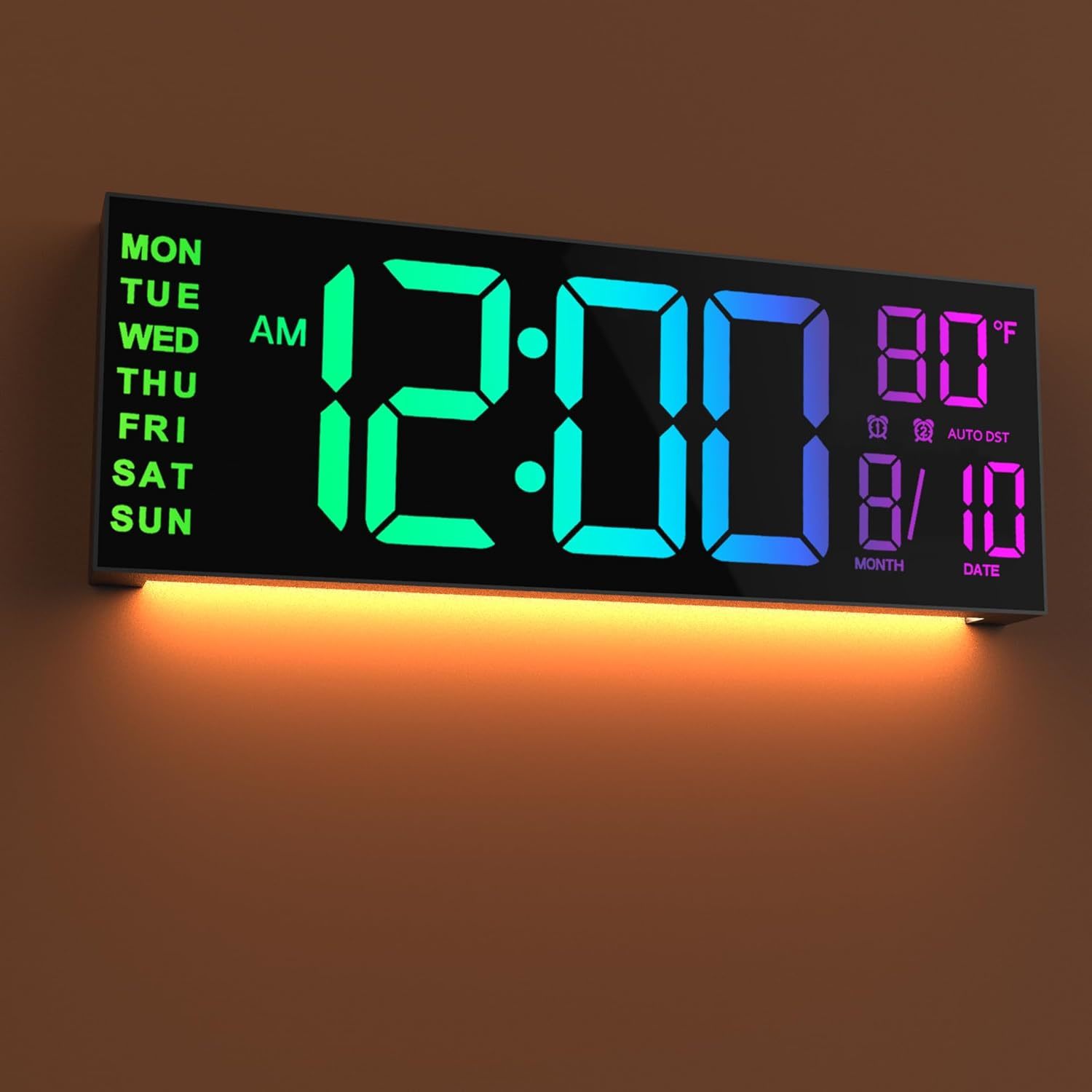 16" Large Digital Wall Clock With Remote Control, Dual Alarm With Big Led Screen
