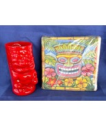 Novelty Promo Captain Morgan Red Tiki Plastic Glass 6&quot; Tall w NIP Tiki N... - $12.86