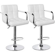 Tall Bar Stools Set of 2 Modern Square PU Leather Adjustable BarStools Counter - £93.92 GBP+