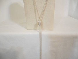 Charter Club Silver Tone 27&quot;Crystal Bead Lariat Tassel Pendant Necklace ... - £13.00 GBP