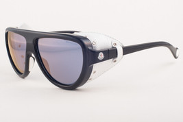 Moncler ML0089 01C Black White Leather / Gray Mirror Sunglasses ML 89 01... - $175.42