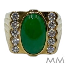 Jadeite Cabochon and Diamond Men&#39;s Ring 18K Yellow Gold Size 12.75 - $13,590.00