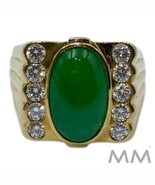 Jadeite Cabochon and Diamond Men&#39;s Ring 18K Yellow Gold Size 12.75 - €11.890,80 EUR