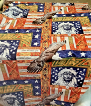 Western Patriotic Fabric By Yard Aztec Indian Eagle All Are Created Equal Cotton - £16.61 GBP