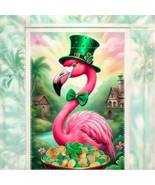 St. Patrick&#39;s Day Pink Flamingo Garden Flag - $10.89