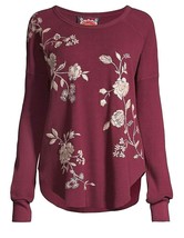 Johnny Was Embroidered Floral Vixie Top Sz-L Merlot - £104.14 GBP