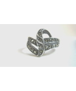 925 Sterling Silver and Marcasite swirl ring Size 6.5 Estate never worn - £14.83 GBP