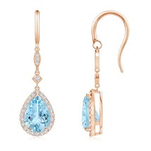 ANGARA 3.54Ct Pear-Shaped Aquamarine Drop Earrings wi... - $2,841.52