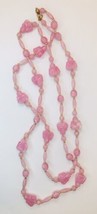 Vintage Pink Plastic Buddha Budha Flapper Beads Necklace 1950&#39;s 60&#39;s Hong Kong - £37.56 GBP