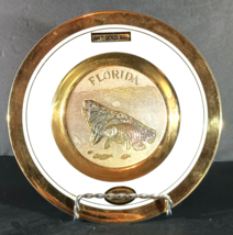 Chokin Art Collectible Florida Manatees Plate Fine Porcelain 24kt Gold Rim 6.5&quot; - $9.97