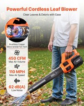 VEVOR 20V Leaf Blower Cordless 450 CFM/110 MPH 2 Speed Control with 2Ah ... - $140.49