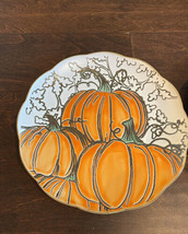 Eli &amp; Ana Pumpkin Leaves Thanksgiving 2 Salad Plates Ceramic Round Scalloped - £27.93 GBP