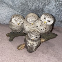 Enesco FOUR SLEEPY OWLS ON BRANCH Ceramic 14096 Fred Aman Limited Edition - $19.80