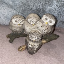 Enesco Four Sleepy Owls On Branch Ceramic 14096 Fred Aman Limited Edition - £15.82 GBP