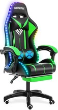 Gaming Chair Massage With Led Rgb Lights And Footrest Ergonomic Computer Chair - £194.43 GBP