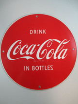Coca-Cola Retro Disc Enamelware Sign Red White Logo Drink Coca-Cola in Bottles - £19.90 GBP