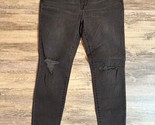 Madewell 9&quot; High Rise Skinny Jeans Black Sea Distressed Raw Hem Size 31 ... - £14.44 GBP