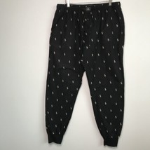 Polo Ralph Lauren XL PJ Pant Black Jogger Pockets Drawstring All Over Print Logo - £18.27 GBP