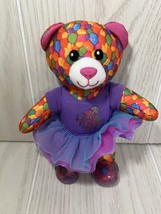 Build-a-Bear Workshop mini 7” plush birthday teddy rainbow balloons purp... - £9.24 GBP