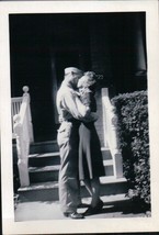 Vintage Happy Army Guy Kissing His Girl Friend Detroit MI WWII  1940’s - £7.16 GBP