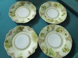 HERMANN OHME Silesia Germany, c1880s 4 bread/sa plates delicate colors [89B] - £51.43 GBP