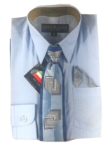 Boys Daniel Ellissa Blue Dress Shirt Royal Blue Silver Black Tie Hanky S... - £19.75 GBP