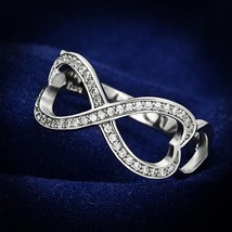Women&#39;s Infinity Heart Shape CZ 925 Sterling Silver Wedding Promise Ring Sz 5-9 - £76.62 GBP