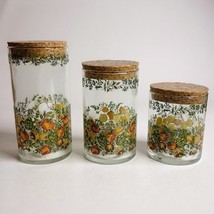 Vtg Pyrex Spice Of Life Glass Containers With Corks Set of 3 Mushrooms V... - $42.56