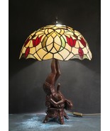 Tiffany lamp with bronze figurative base - $427.03