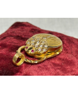 18K Yellow Gold Diamond Charm 11.5g Fine Jewelry Ruby Color Stone Scarab... - $1,376.05