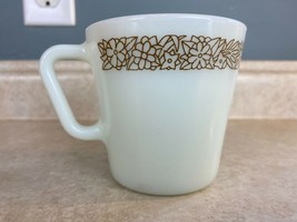   Pyrex Vintage Woodland Brown Floral White Milk Glass 8 oz. Tapered Mug - $6.82