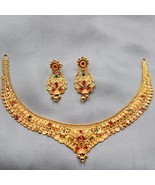 22kt Indian Wedding Pure Gold Necklace Earrings set Jewelry, 22k Yellow ... - £2,728.65 GBP