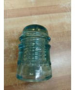 Amtel &amp; Tel. Co. Aqua Color Glass Insulator #14 Swirls &amp; Bubbles Vtg Col... - $19.79