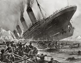Rms Titanic Sinking Artistic Sketch 1912 Tragedy 11X14 B&amp;W Photo - £12.57 GBP
