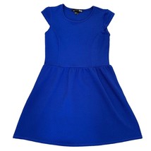 Rebel Sugar Dress Large Medium Royal Blue Cap Sleeves Mini Fit and Flare - £9.83 GBP