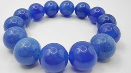 Sapphire Blue Sodalite Smooth Round Gemstone 14mm 8&quot;  Beads Stretch Elas... - £22.36 GBP