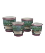 Antique Criel Montereau Faience Handpainted Turquoise Spice Kitchen Jars... - $633.33 CAD