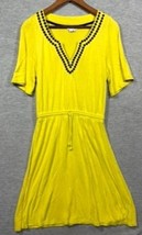 Boden Womens Dress US 2 Yellow Linen Blend Drawstring Waist Embroidered ... - $406.24 MXN