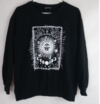 SheIn Womens&#39;s Black Sweatshirt With Beautiful White Sun &amp; Moon Designs ... - £15.45 GBP