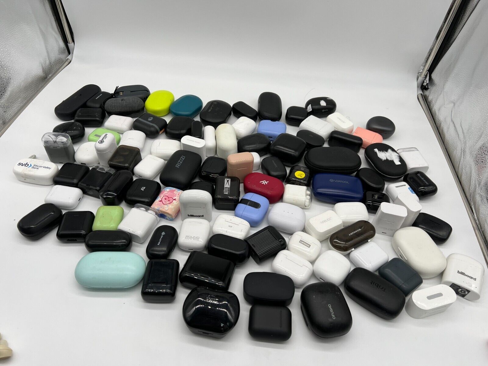 Lot of 100 Complete Bluetooth Headphones Earbuds JLab Skullcandy MPOW Ai... - $158.40