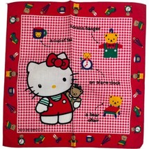 Vintage Hello Kitty Sanrio Hankie Handkerchief Pink Girls 1982 Square Checkered - £11.19 GBP