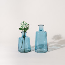 Blue Glass Tapered Bottle Vase (Set of 2) - $52.56