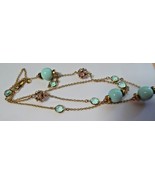 Vintage J Crew Long Blue Ball &amp; Blue &amp; Clear Crystal Necklace 32&quot; W/J Cr... - $28.22