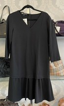 LAFAYETTE 148 New York Black 3/4 Sleeve Shift Dress w/ Ruffled Hem Sz S $598 - £180.48 GBP