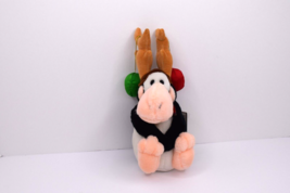 Vintage 1985 Dakin Opus Reindeer Penguin Christmas Plush 10&quot; Stuffed Animal - £11.64 GBP