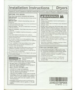 GE Factory oem Dryers Printed 20 Page INSTALLATION INSTRUCTIONS 234D2318... - €19,13 EUR