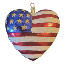 Christopher Radko American Flag Heart Patriotic Christmas Ornament Patri... - £25.26 GBP