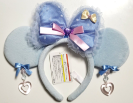 MINNIE MOUSE Disney Headband Polka Dot Ribbon Tokyo Disney Resort Light Blue - £23.66 GBP