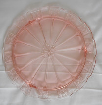 Depression Glass Jeannette Doric Pattern 3 Tab Footed Cake Plate Pink - £7.77 GBP